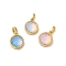 Rack Plating Brass with Synthetic Opal Pendants, Flat Round, Mixed Color, 14.5x11.5x6.5mm, Hole: 5mm