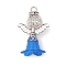 Alloy & Glass Seed Beads, with Transparent Frosted Acrylic Flower Pendants, Angle, Dodger Blue, 36x24x18mm, Hole: 4x3mm