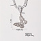 Chic Minimalist Butterfly Brass Micro Pave Cubic Zirconia Pendant Necklaces, Rhinestone Cup Chains Necklaces for Women, 15.75 inch(400mm)