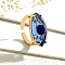 Brass Micro Pave Cubic Zirconia Solitaire Ring, Cuff  Rings with Glass, Evil Eye, Dark Blue, Inner Diameter: adjustable