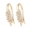 Brass Micro Pave Cubic Zirconia Earring Hooks, Fishhook, Golden, 15.5x8x4mm, Hole: 1mm