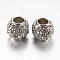 Alloy Rhinestone European Beads, Large Hole Beads, Rondelle, Platinum, Clear, 10.5x9.5mm, Hole: 5mm