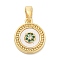 Brass Micro Pave Cubic Zirconia Pendents, with Shell Charms, Real 18K Gold Plated, 13.5x11.5x2.5mm, Hole: 5mm