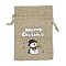 Christmas Printed Burlap Packing Pouches Drawstring Bags, Rectangle, Tan, Snowman, 14x10x0.01cm