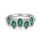 Anti-Tarnish Rhodium Plated 925 Sterling Silver Wave Finger Rings, Oval Cubic Zirconia Ring for Women Men, Medium Sea Green, 6.5mm, Inner Diameter: US Size 6 3/4(17.1mm)