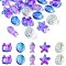 25Pcs 5 Style Ocean Themed Transparent Glass Beads Sets, Mixed Shapes, Blue, 12~15x8~15x5~9mm, Hole: 1mm, 5pcs/style