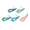 Rainbow Color 304 Stainless Steel Stud Earring Findings STAS-N098-016-1