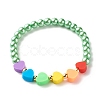 Heart Beads Stretch Bracelet for Girl Women BJEW-JB07184-2