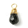 Natural & Synthetic Mixed Gemsotone Faceted Teardrop Charms with Eco-Friendly Copper Wire Wrapped PALLOY-JF02353-01-2