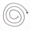 Non-Tarnish Men's 304 Stainless Steel Cuban Link Chain Necklace NJEW-S420-002P-2