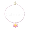 Acrylic Flower Pendant Necklace with Glass Beaded Chains NJEW-JN04593-2