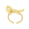 Bowknot Brass Open Cuff Ring for Women RJEW-M176-01A-G-3