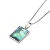 Rack Plating Natural Paua Shell Pendants Necklace NJEW-B104-01D-01P-1