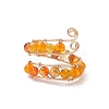 Dyed Natural Agate Round Beaded Open Cuff Ring RJEW-JR00561-6