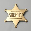 Iron Star with Word Sheriff Brooch Pin for Costume Accessories JEWB-WH0028-26AG-1