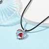 Alloy Rhinestone Heart with Rose Pendant Necklaces NJEW-JN04500-5