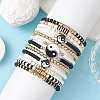 12Pcs Yin-Yang Polymer Clay & Plastic & Alloy Beaded Bracelets BJEW-JB10227-3