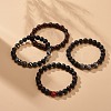 4Pcs 4 Style Natural Coconut & Wood & Mixed Gemstone Beaded Stretch Bracelets Set BJEW-JB08835-2