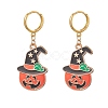 Halloween Theme Alloy Enamel Hoop Earrings for Women EJEW-JE05227-2