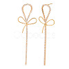 Bowknot Clear Cubic Zirconia Stud Earrings EJEW-S364-047-2