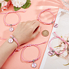 12Pcs 2 Style Breast Cancer Awareness Glass Charms Braided Bead Bracelet BJEW-NB0001-08-3