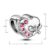 TINYSAND Heart Rhodium Plated 925 Sterling Silver Cubic Zirconia European Large Hole Beads TS-C-099-3