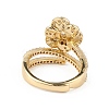 Clear Cubic Zirconia Flower Adjustable Ring RJEW-L100-021G-3