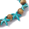 Beach Starfish Dye Synthetic Turquoise Beaded Stretch Barcelets BJEW-JB10293-01-4