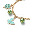 Alloy Enamel & Glass Pearl Charm Bracelet with 304 Stainless Steel Chains for Women BJEW-JB08707-05-4