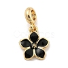 Rack Plating Alloy Enamel Flower European Dangle Charms FIND-B034-55G-06-1