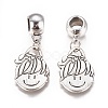 Antique Silver Plated Alloy European Dangle Charms MPDL-L028-04AS-2