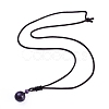 Natural Amethyst Pendant Necklaces NJEW-P241-A02-2