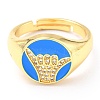 Adjustable Real 18K Gold Plated Brass Enamel Finger Ringss RJEW-L071-25G-2