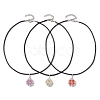 3Pcs 3 Colors Flower Glass Seed Beads & Acrylic Pendant Necklaces NJEW-MZ00044-1