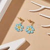 Glass Seed Braided Flower Dangle Stud Earrings EJEW-MZ00015-01-3