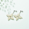Glass Pearl Braided Star Stud Earrings EJEW-JE04982-01-2