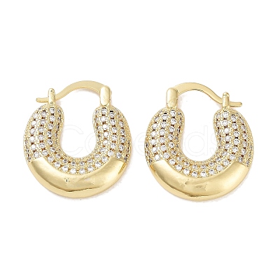 Brass Micro Pave Cubic Zirconia Chunky Hoop Earrings for Women EJEW-E310-19G-1