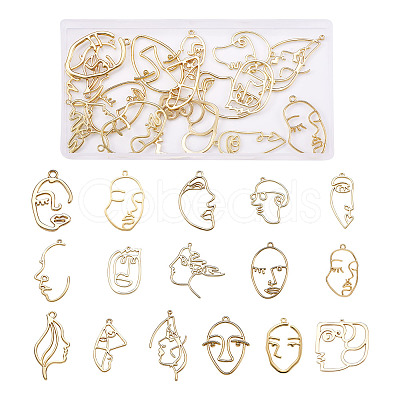 Craftdady 64Pcs 16 Style Alloy Open Back Bezel Pendants FIND-CD0001-13-1