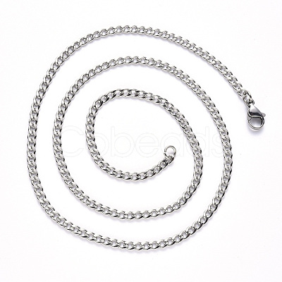 Non-Tarnish Men's 304 Stainless Steel Cuban Link Chain Necklace NJEW-S420-002P-1