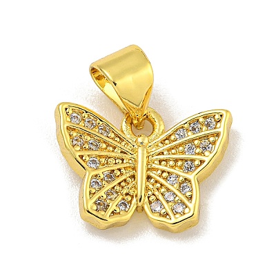 Rack Plating Brass Micro Pave Cubic Zirconia Pendants KK-C074-02G-03-1