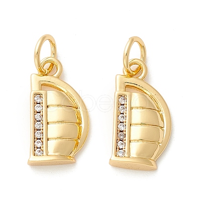 Rack Plating Eco-friendly Brass Micro Pave Clear Cubic Zirconia Charms KK-D072-01G-D-NR-1