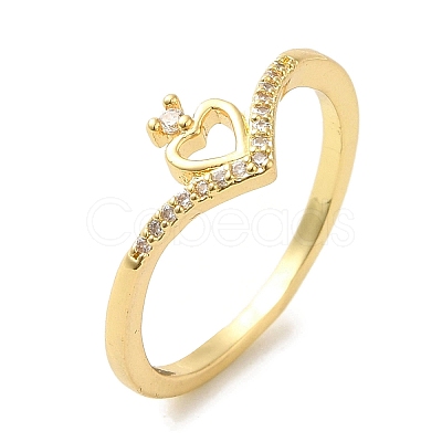 Brass Micro Pave Cubic Zirconia Rings for Women RJEW-E295-03G-1