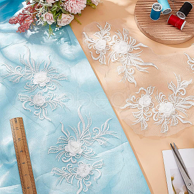 BENECREAT 3D Flower Polyester Lace Computerized Embroidery Ornament Accessories DIY-BC0009-35-1