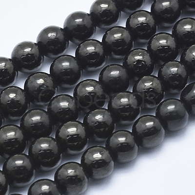 Natural Coal Quartz Bead Strands G-E444-39-6mm-1