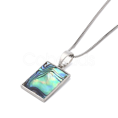 Rack Plating Natural Paua Shell Pendants Necklace NJEW-B104-01D-01P-1