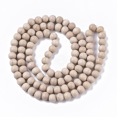 Undyed & Natural Wood Beads Strands WOOD-T024-036-1