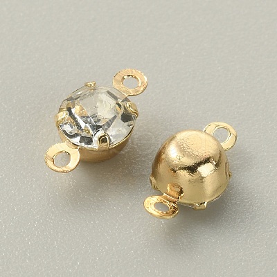 Brass Clear Cubic Zirconia Connector Charms RB-WH0005-002C-KCG-1