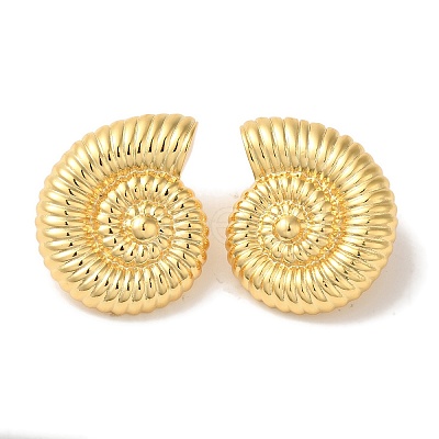 Rack Plating Spiral Shell Shape Brass Stud Earrings EJEW-B062-35G-1