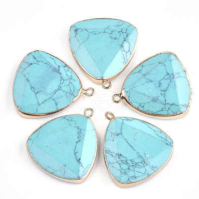 Electroplate Synthetic Turquoise Pendants X-G-S344-14D-1