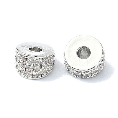 Rack Plating Brass Pave Clear Cubic Zirconia Beads KK-M282-37P-1